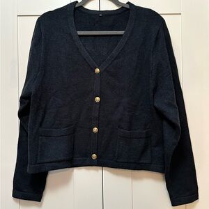 Navy Blue Button Front Women’s Cardigan Sweater Sz MED NEW!